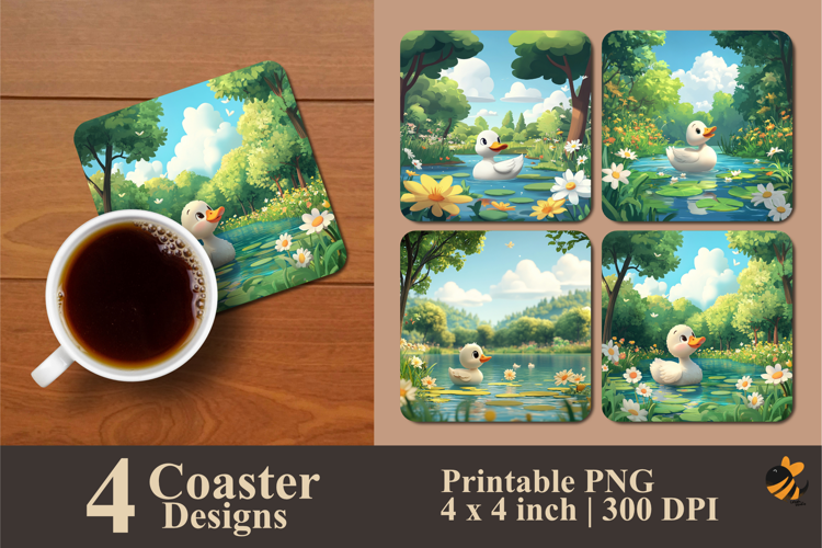 River Swan Coaster Sublimation Design