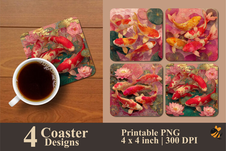 Fish Group Coaster Sublimation Design example image 1
