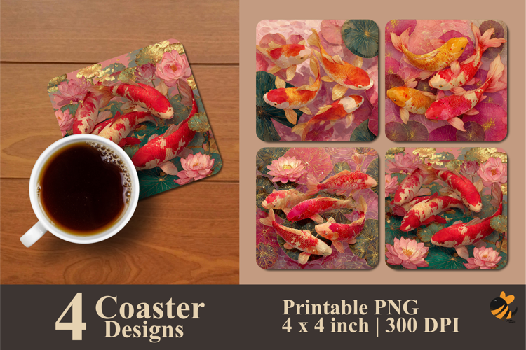 Fish Group Coaster Sublimation Design