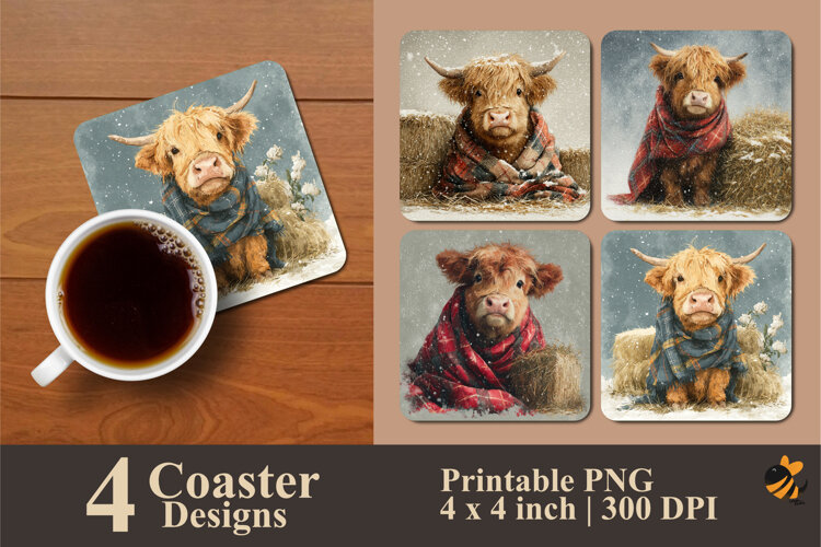 Cold Cow Coaster Sublimation Design example image 1