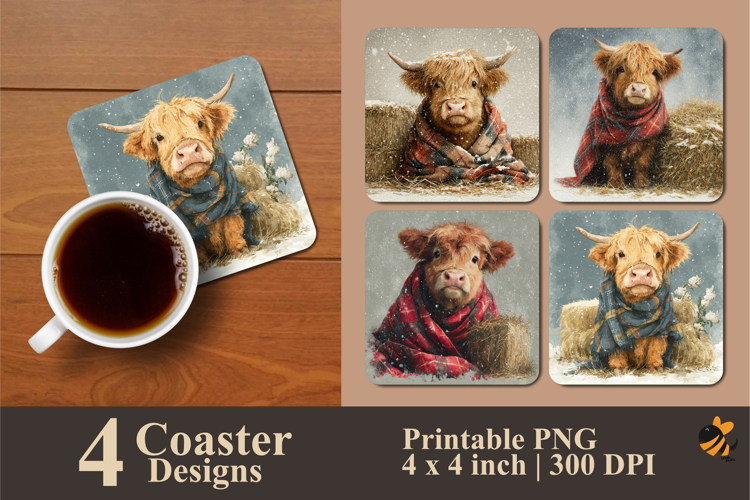 Cold Cow Coaster Sublimation Design