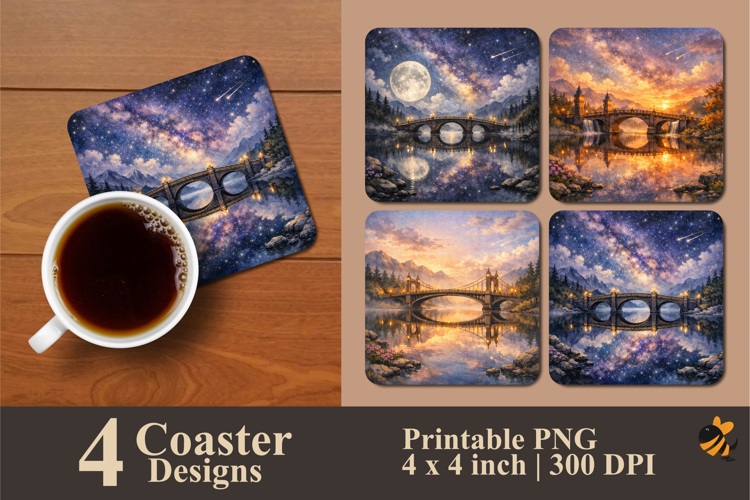 Aesthetic Bridge Coaster Sublimation Design