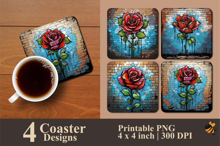 Artificial Rose Coaster Sublimation Design