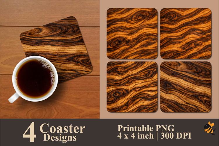 Wood Textured Coaster Sublimation Design