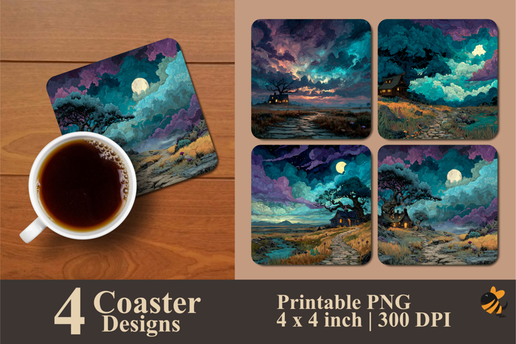 Mysterious House Coaster Sublimation Designs example image 1