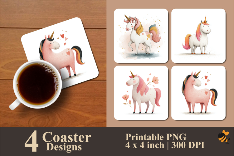 Little Unicorn Coaster Sublimation Design