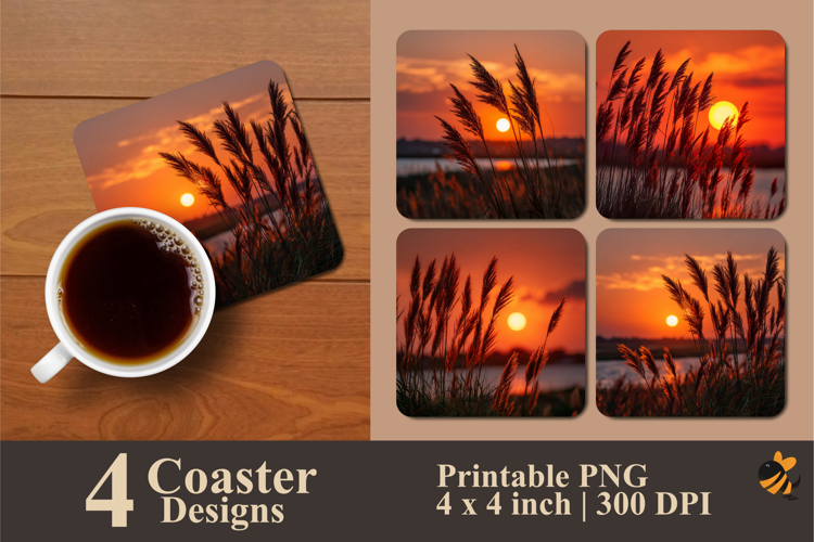 Aesthetic Sunset Coaster Sublimation Design