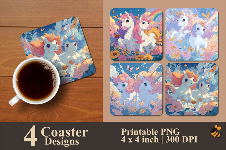 Colorful Cartoon Coaster Sublimation Design