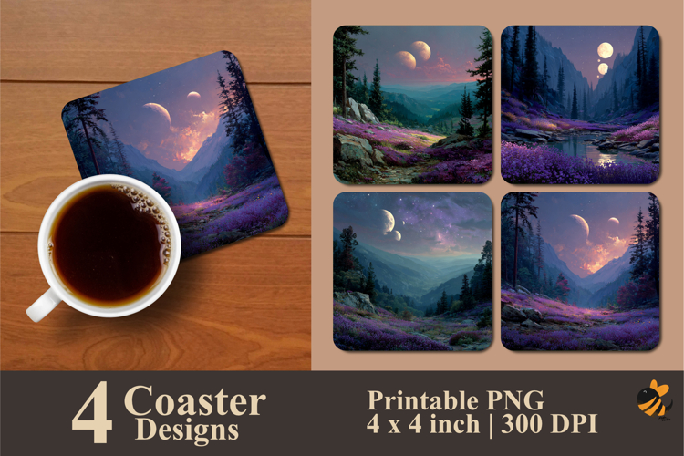 Purple Forest Coaster Sublimation Design