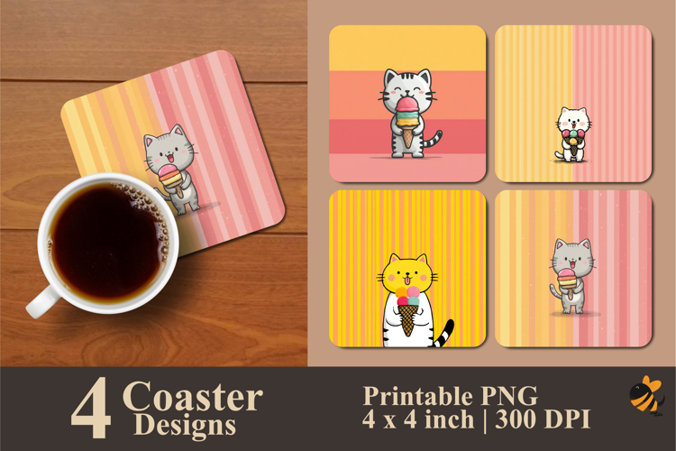 Cat Fantasy Coaster Sublimation Design