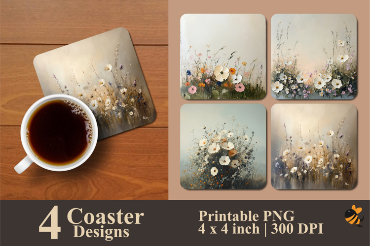 Abstract Flower Arrangement Coaster Sublimation Design