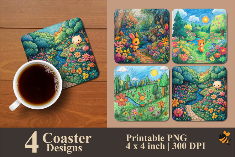 Coloring Book Coaster Sublimation Design