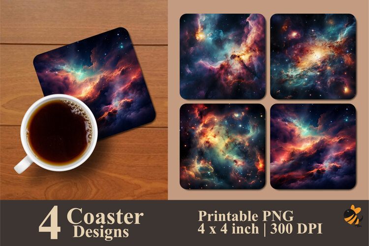 Bright Galaxy Abstract Coaster Sublimation Design example image 1