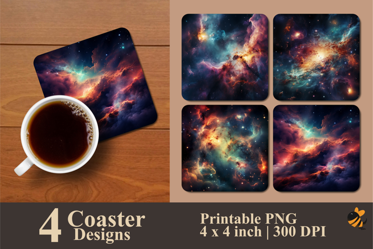 Bright Galaxy Abstract Coaster Sublimation Design