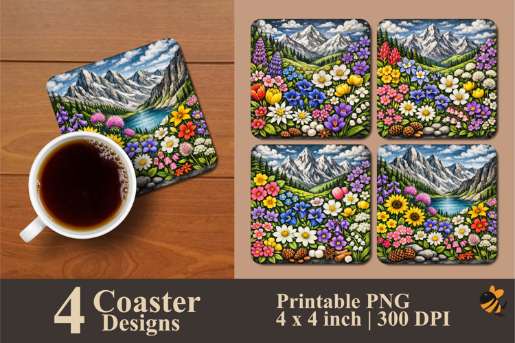Meadow of Radiance Coaster Sublimation Design
