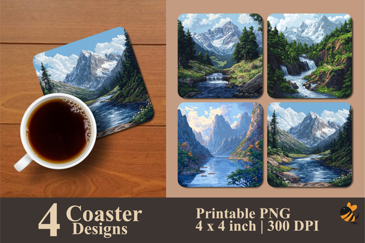 Fresh Mountain Coaster Sublimation Designs example image 1