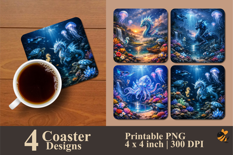 Luminous Abyss Coaster Sublimation Design
