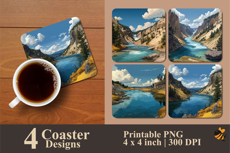 Mountain Lava Trail Coaster Sublimation Design