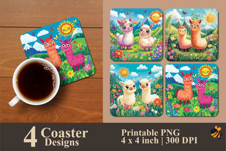 Colorful Cartoon Coaster Sublimation Design