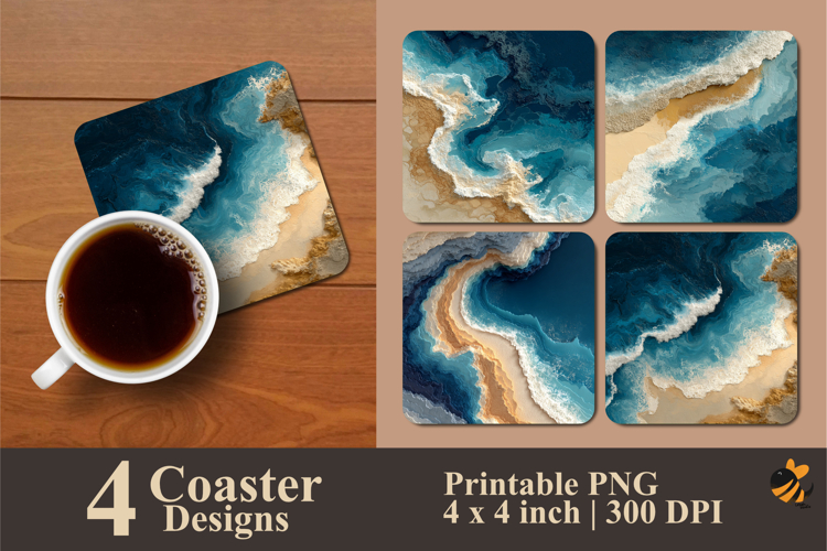 Sea Waves Coaster Sublimation Design