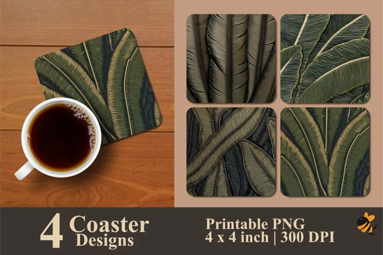 Futuristic Leaf Fiber Coaster Sublimation Designs