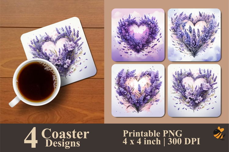 Lavender Love Coaster Sublimation Design