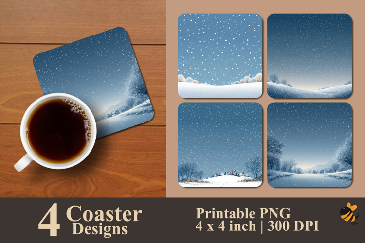 Snowfall Coaster Sublimation Design