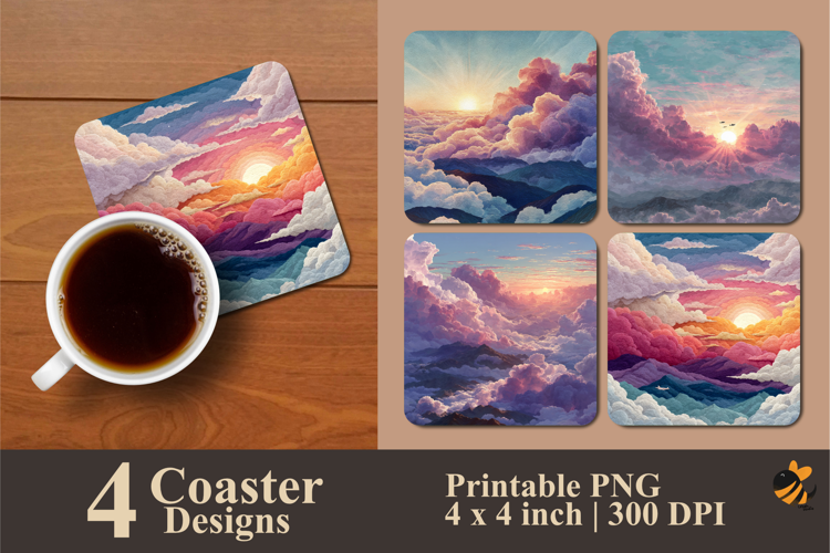 Twilight Clouds Coaster Sublimation Design