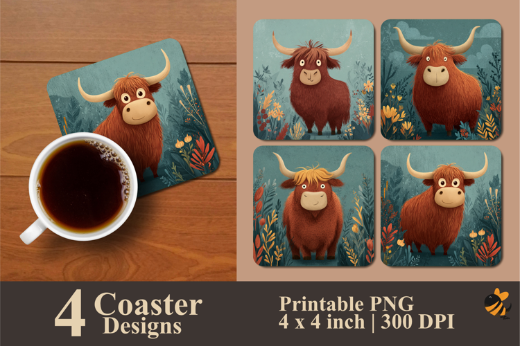 Moo Moo Smiles Coaster Sublimation Design