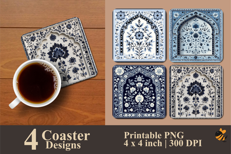 Floral Batik Coaster Sublimation Design