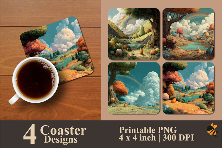 Panorama Coaster Sublimation Design