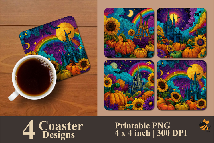 Colorful Fall Coaster Sublimation Design