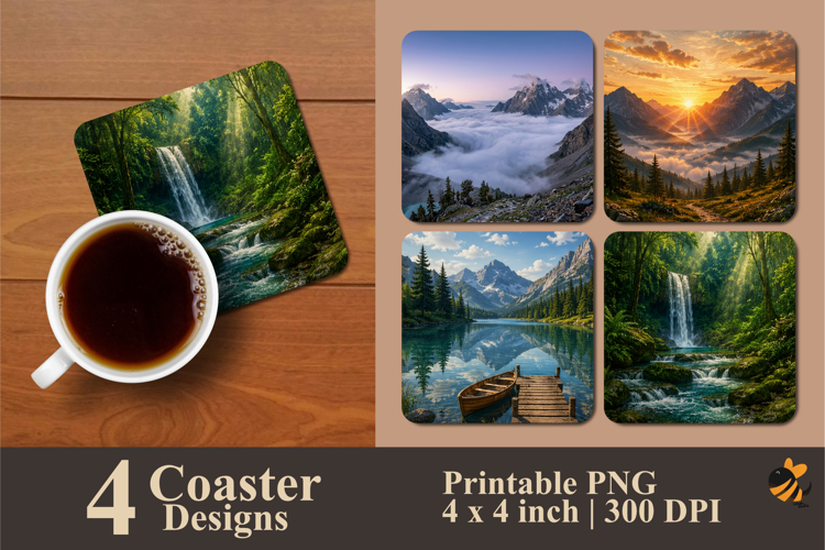 Nature Escape Collection Coaster Sublimation Designs