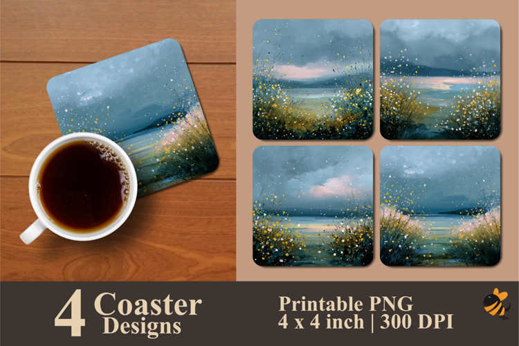 Blooming Yellow Flowers Coaster Sublimation Design