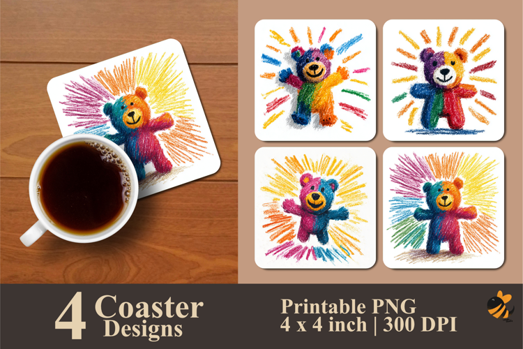 Crayon Drawing Coaster Sublimation Design
