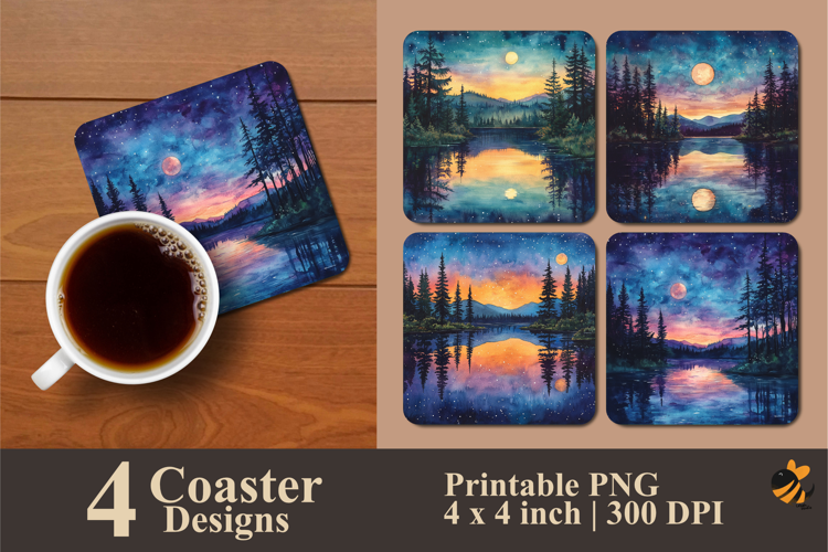 Calm Lake Coaster Sublimation Design