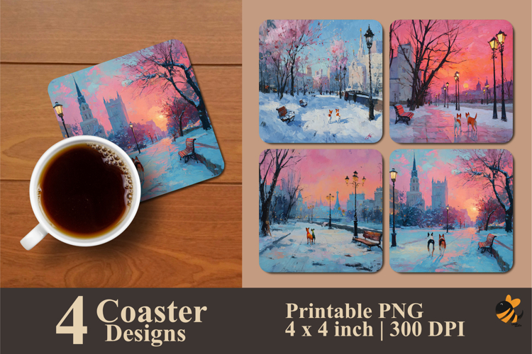Winter Warmth Coaster Sublimation Designs