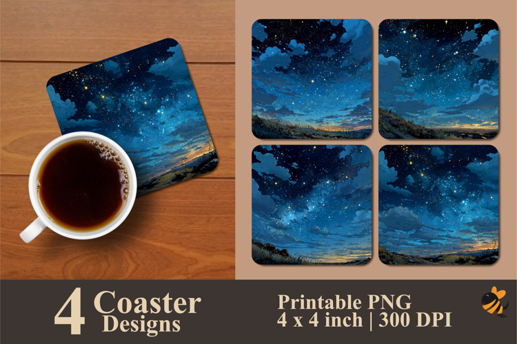Comic Style Star Coaster Sublimation Design