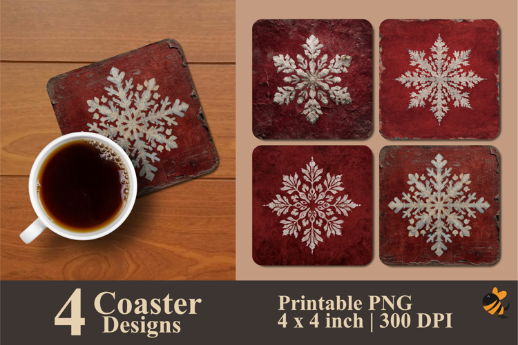 Arctic Bloom Coaster Sublimation Design