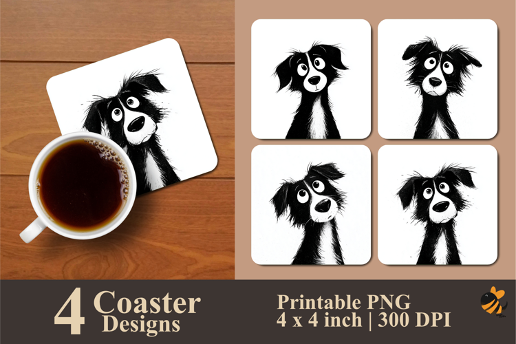 Crazy Dog Coaster Sublimation Design