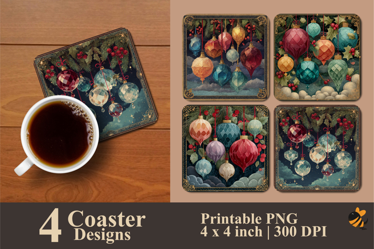 Ornament Balls Coaster Sublimation Design