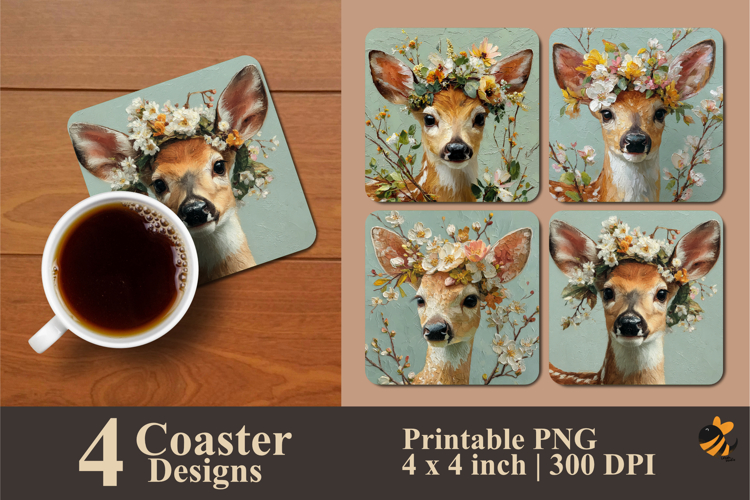 Beautiful Deer Coaster Sublimation Design
