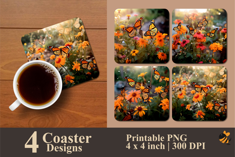 Butterfly Garden Coaster Sublimation Design