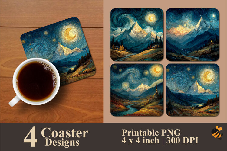 Natural Shades Coaster Sublimation Design example image 1