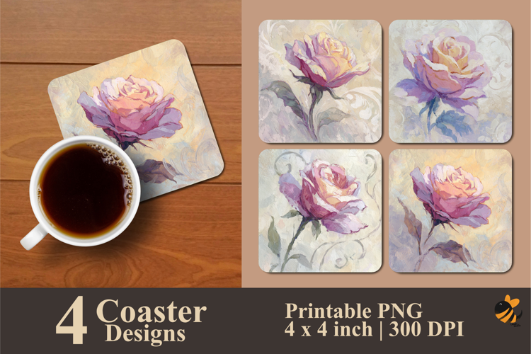 Rose Flourishes Coaster Sublimation Design