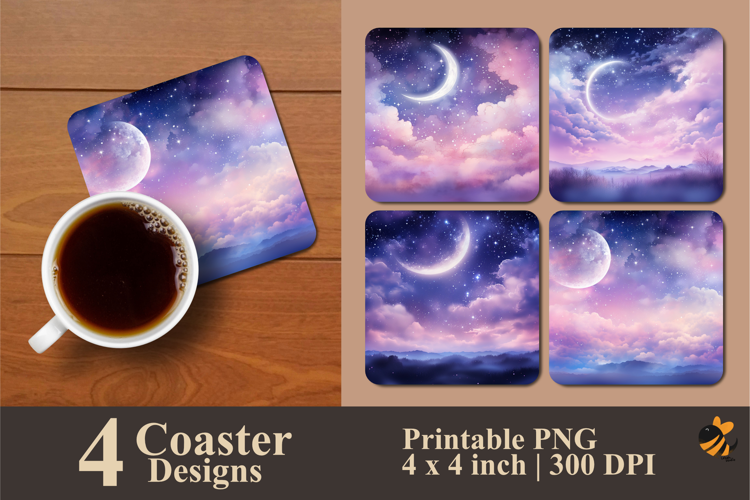 Dreamy Celestial Coaster Sublimation Design