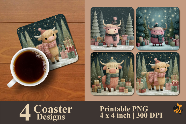 Cozy Cow Moments Coaster Sublimation Design
