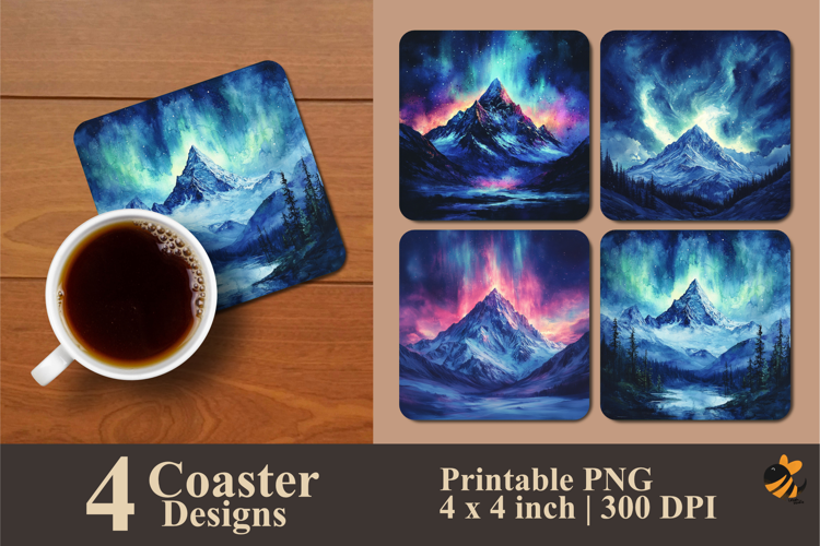 Shiny Mountain Coaster Sublimation Design