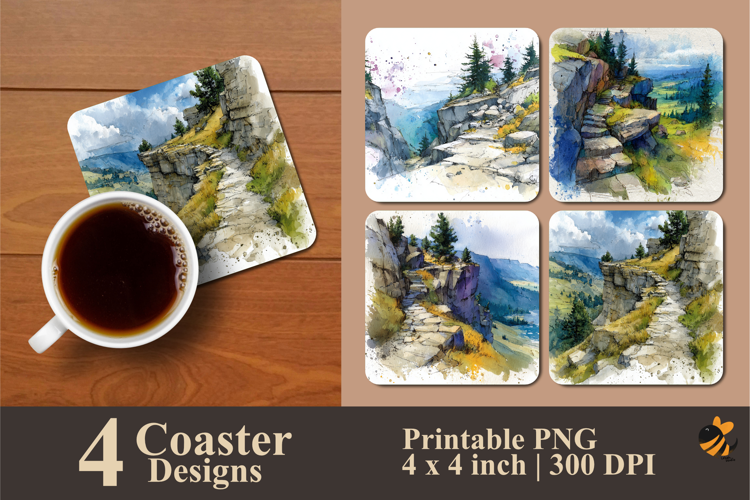 Over the Cliff Coaster Sublimation Design