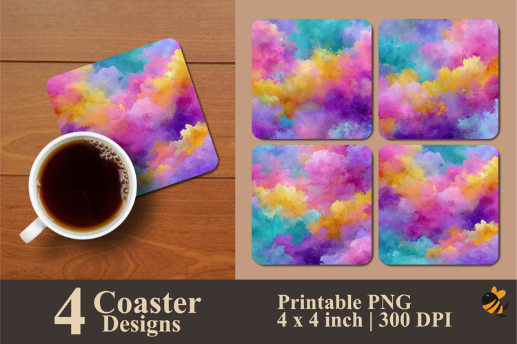 Colorful Background Coaster Sublimation Design